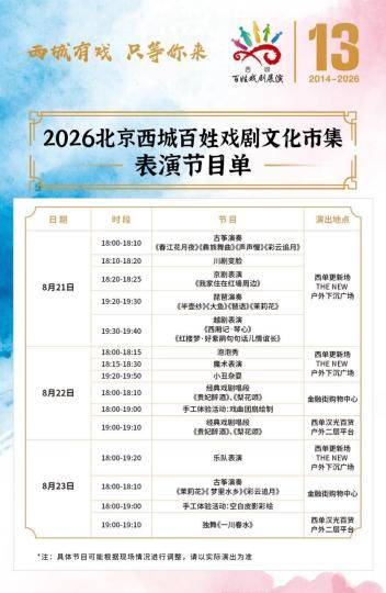 讓戲劇邂逅商圈 2026北京西城百姓戲劇文化市集大幕將啟
