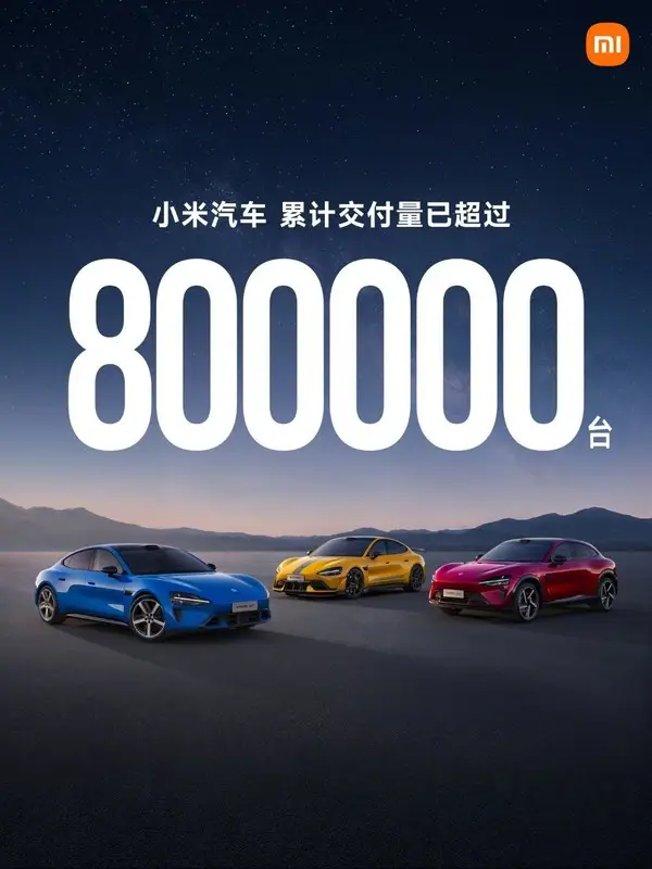 雷軍官宣：小米汽車累計交付超80萬輛 澎程即將上市