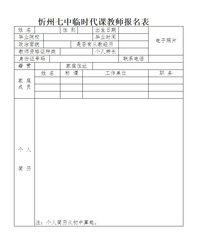 忻州市第七中學校招聘教師公告